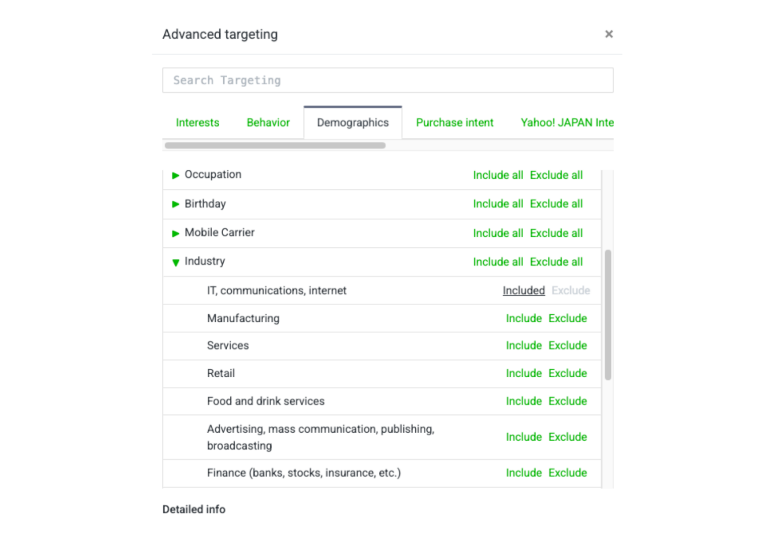 line targeting option